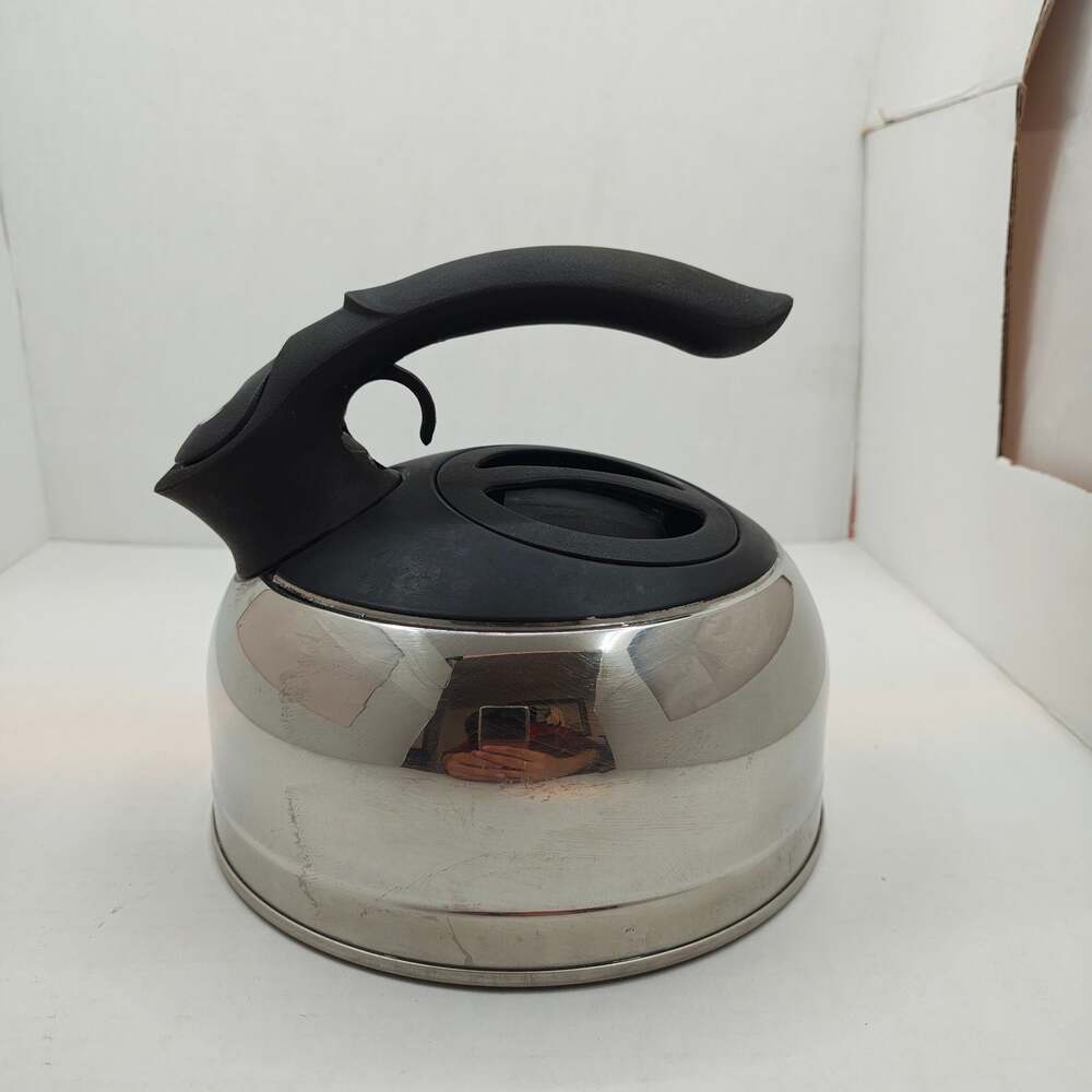 Vintage 2005 Revere Ware 1801 Easy Fill 1 Qt Stainless St Whistling Tea Kettle